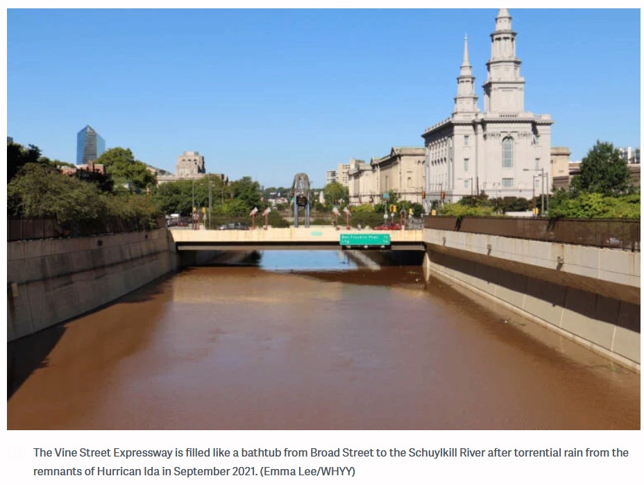 Vine Street Expressway Flooded in Philadelphia